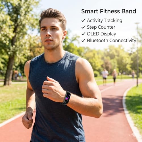 Image of Mabron Smart Fitness Band with Activity Tracking, Step Counter, Call & Message Notifications, Touch Display, Bluetooth Connectivity for Daily Fitness and Exercise