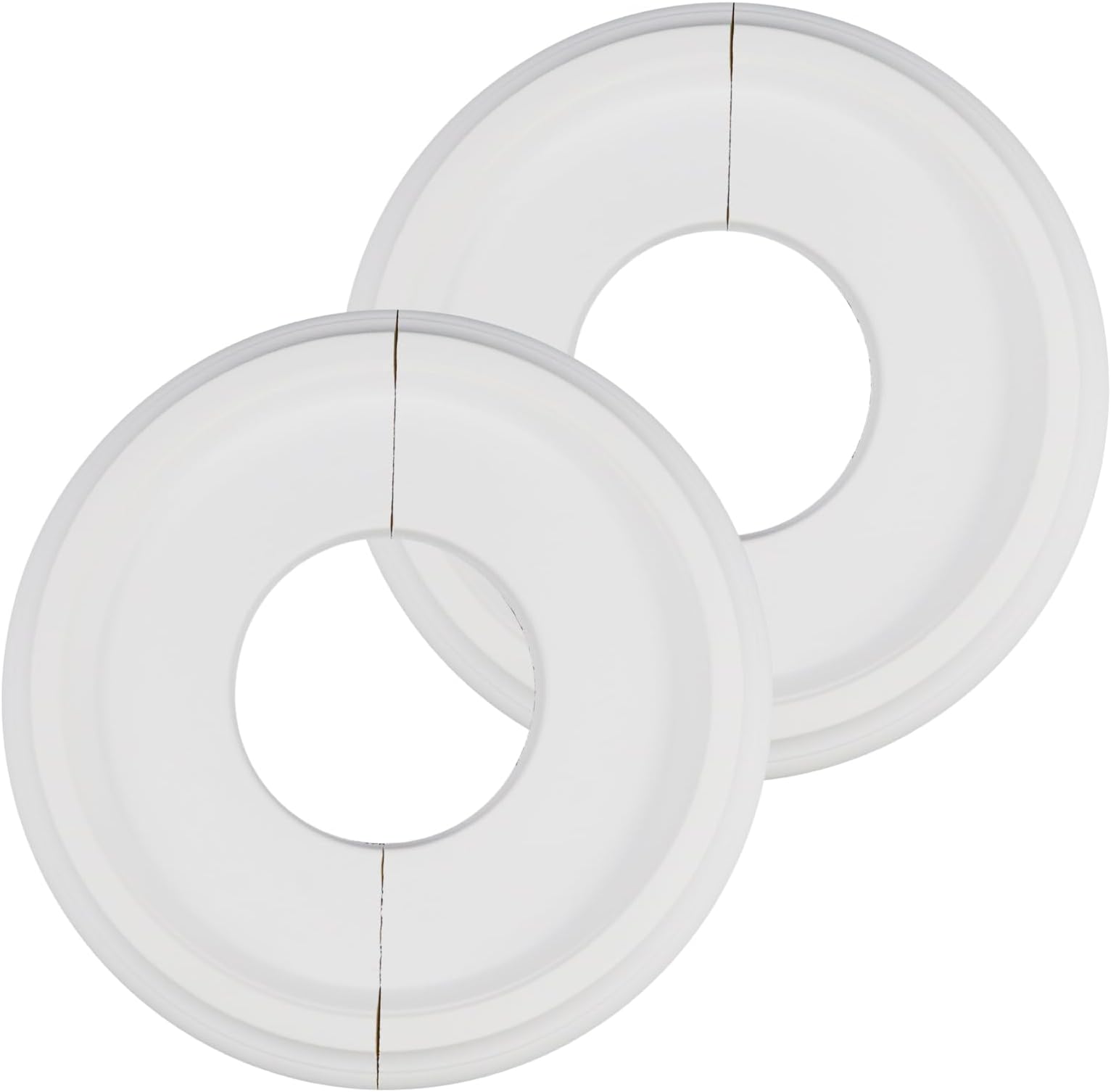 Woogim 2PCS White Split Ceiling Medallion 9.84" PU Round Lighting Ceiling Medallion Ring Home Lighting Ceiling Medallions for Light Fixtures and Ceiling Fans