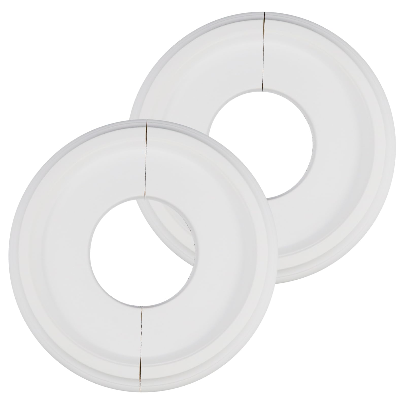 Woogim 2PCS White Split Ceiling Medallion 9.84" PU Round Lighting Ceiling Medallion Ring Home Lighting Ceiling Medallions for Light Fixtures and Ceiling Fans
