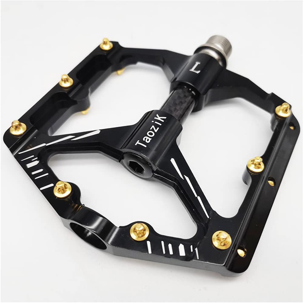 Titan-Schaft, drei Peilin-Pedale, Kohlefaser, rutschfestes Lager, Pedal, Aluminiumlegierung, Titanschaft, 3-Lager-Fahrradpedal für Mountainbike, Rennrad (schwarz)