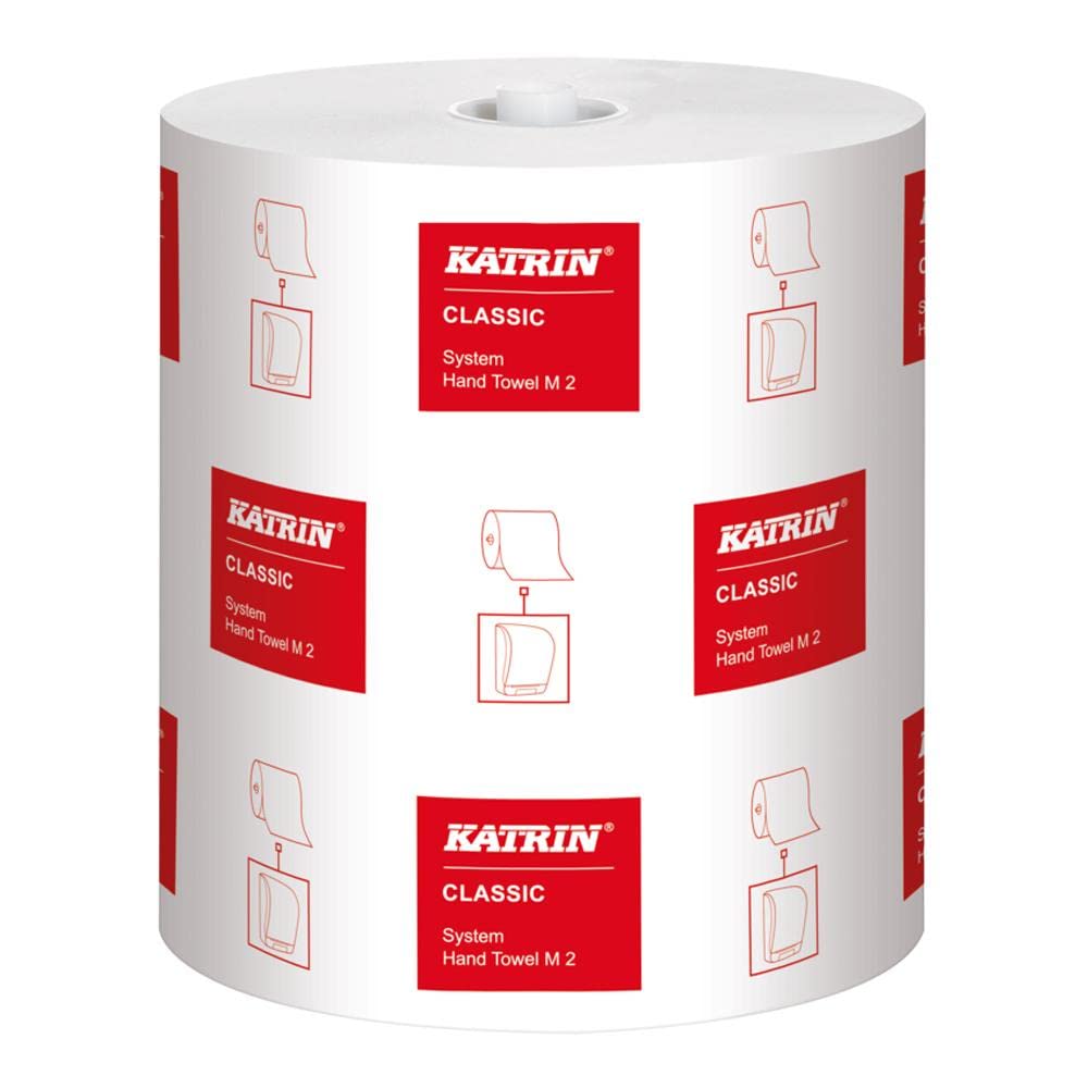 AUK Katrin 460102 Classic System Hand Towel M2 2 Ply White Roll (6 x Rolls)