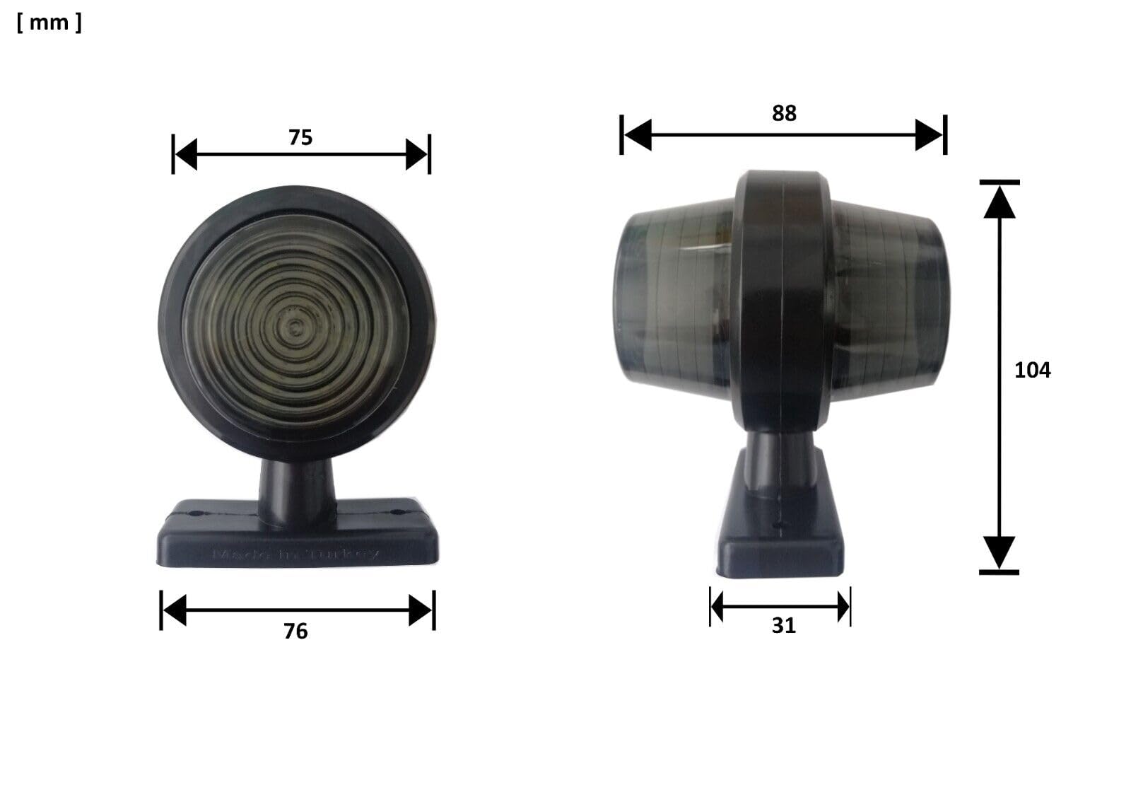 4 Feux de Gabarit et d’Encombrement LED 12V 24V Blanc Rouge Cabochon Fumé/Teinté Feux de Position Latéraux Coudé Court en Caoutchouc Camion Caravane Remorque Véhicule Agricole Utilitaire