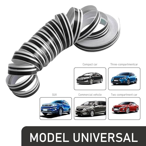 Image of 2 PCS Car Waistline Body Sticker, Waterproof Pinstripe Design, 32.1Ft x 0.4In Personalized Decoration, Free Cutting DIY, Universal Vehicle External Decals for Most Car (Black)