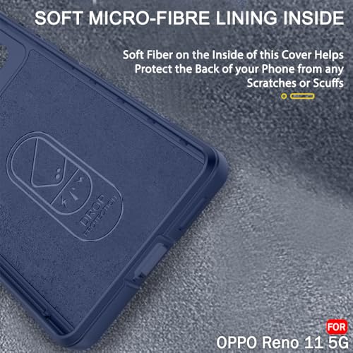 Image of TheGiftKart Liquid Silicon Back Cover Case for Oppo Reno 11 5G | Shockproof Military Grade Protection | Micro-Fibre Cloth On Inner Side | Built-in Anti-Slip Grip for Back Case Oppo Reno 11 (TPU, Blue)