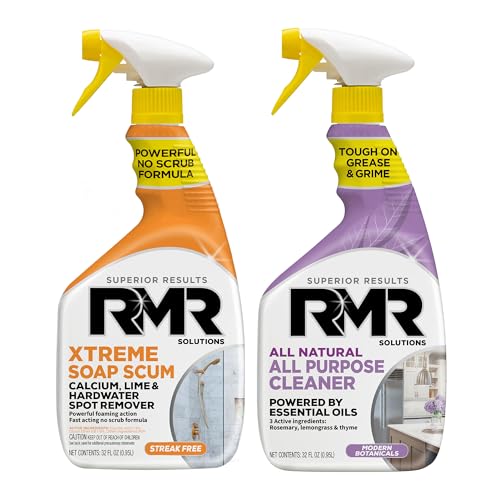 RMR Clean Slate System – Xtreme Soap Scum Remover + All Natural All Purpose Cleaner, 2-Step Bathroom & Household Cleaning Bundle for Shower, Tub, Tile, Glass & Surfaces, 2–32 Oz Bottles