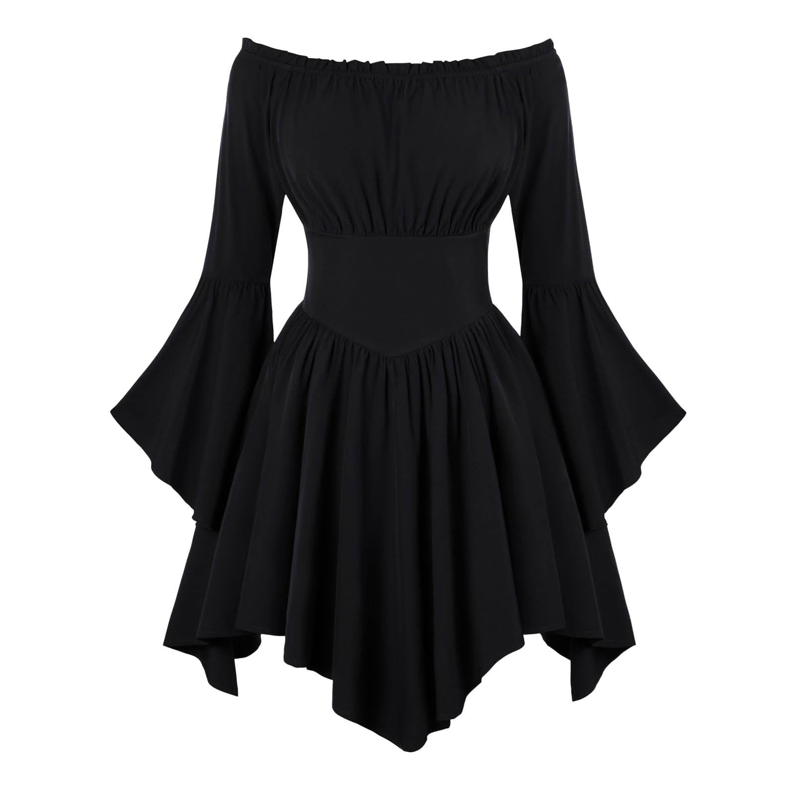 Piratenkostüm Mädchen Chiffon Prinzessin Kleid Weißes Schulterfreiem Mädchenkleid Unregelmäßiger A-Linie Rüschenkleid Mädchen Piraten Kleid Cosplay Faschingskostüme Kinder Karneval Kostüm