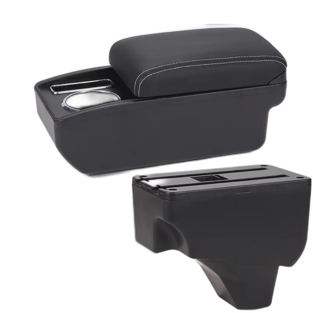 FSOZDBBPL For Peugeot 208 For Peugeot 2008 2019-2024 Car Armrest Box Storage Box Retrofit Parts Interior Parts(C3 Black white NO USB)