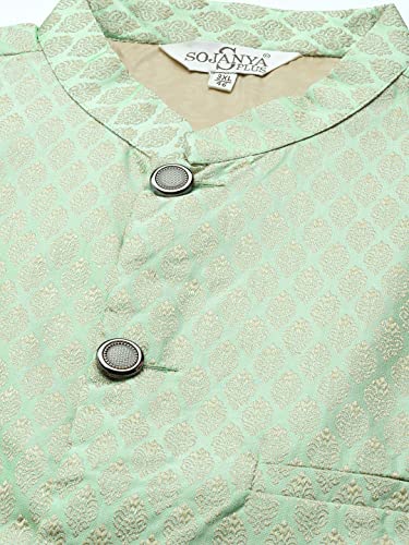 Image of SOJANYA (Since 1958, Men's Silk Blend Grey Kurta Pyjama & Silk Blend Jacket Combo