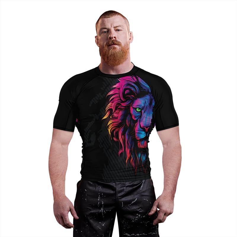Lion Men's Short Sleeve Compression Shirt Baselayer Skin