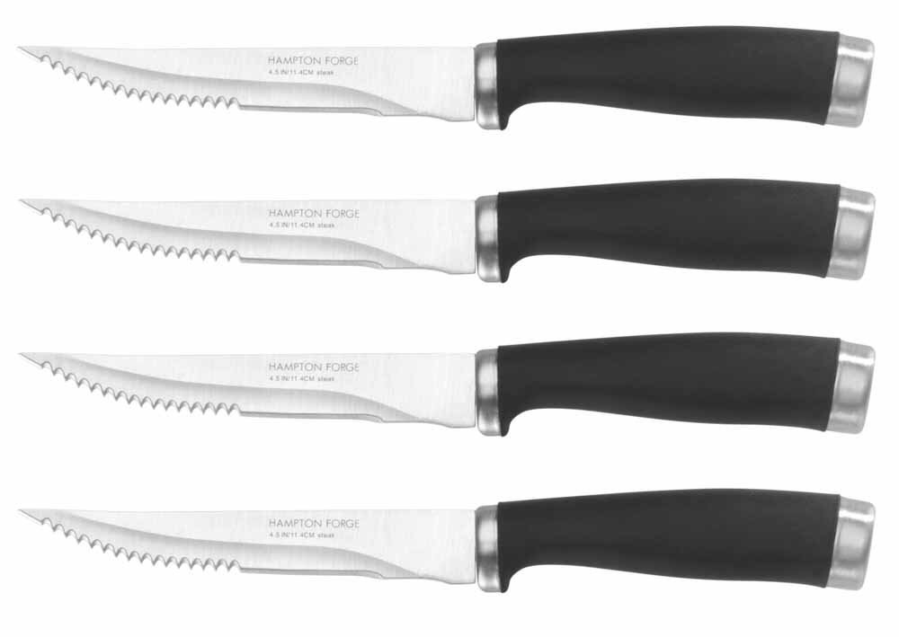 Hampton Forge Epicure–4PieceSteak Set–Black, Silver