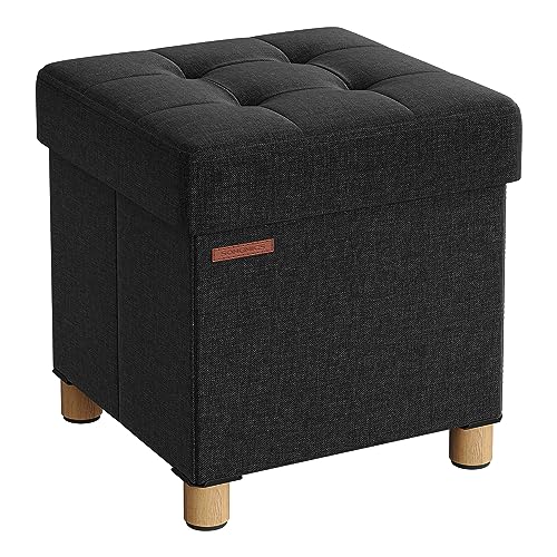 SONGMICS Tabouret de Rangement, Petit Pouf Pliable, 38 x 38 x 40 cm, Repose-Pieds Cubique avec Rangement, Charge jusqu'à 300 kg, pour Salon, Chambre, Dortoir,...