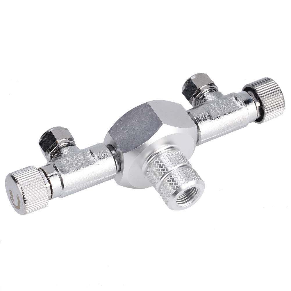 Regulador Divisor de CO2 para Pecera, Válvula de Aguja Precisa para Acuario de Aleación de Aluminio para Tanque de CO2 para Plantas de Acuario (2 Vías)