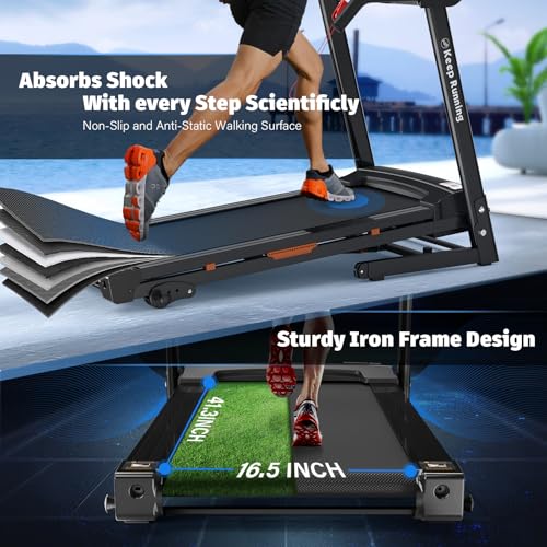 Image of FYC 3.5HP Folding Treadmill for Home with Incline (0.5-10 MPH), 330 lb Weight Capacity - Bluetooth, App Connectivity - Ideal for Walking, Jogging & Running Under Desk Treadmill(Orange)
