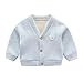 Baby Girls Cardigan Jacket Fleece Lined Button Down Newborn Boys Cute Sweater Coat Long Sleeve V Neck (Blue, 3-6 Months)