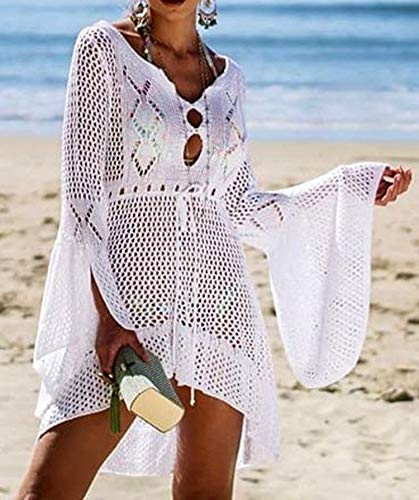 Wander Agio Beach Tops Sexy Floral Coverup Dresses Bikini Cover-ups Net Hollow Out2