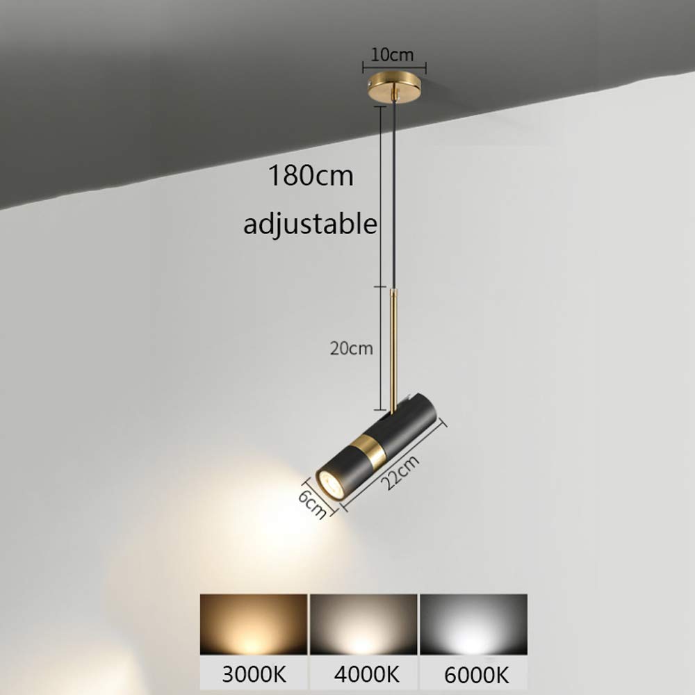 Lámpara Colgante de Tubo Largo Cilíndrico Led de 5 W, Ajustable Hacia Arriba Y Hacia Abajo, Kit de Iluminación Colgante, Luz de Isla de Cocina, Lámparas de Techo Colgantes de Aluminio, Lámpara C