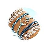 17mile Wave Braided Rope Bracelet Set Handmade Waterproof Wrap Bracelet for Woman Kids
