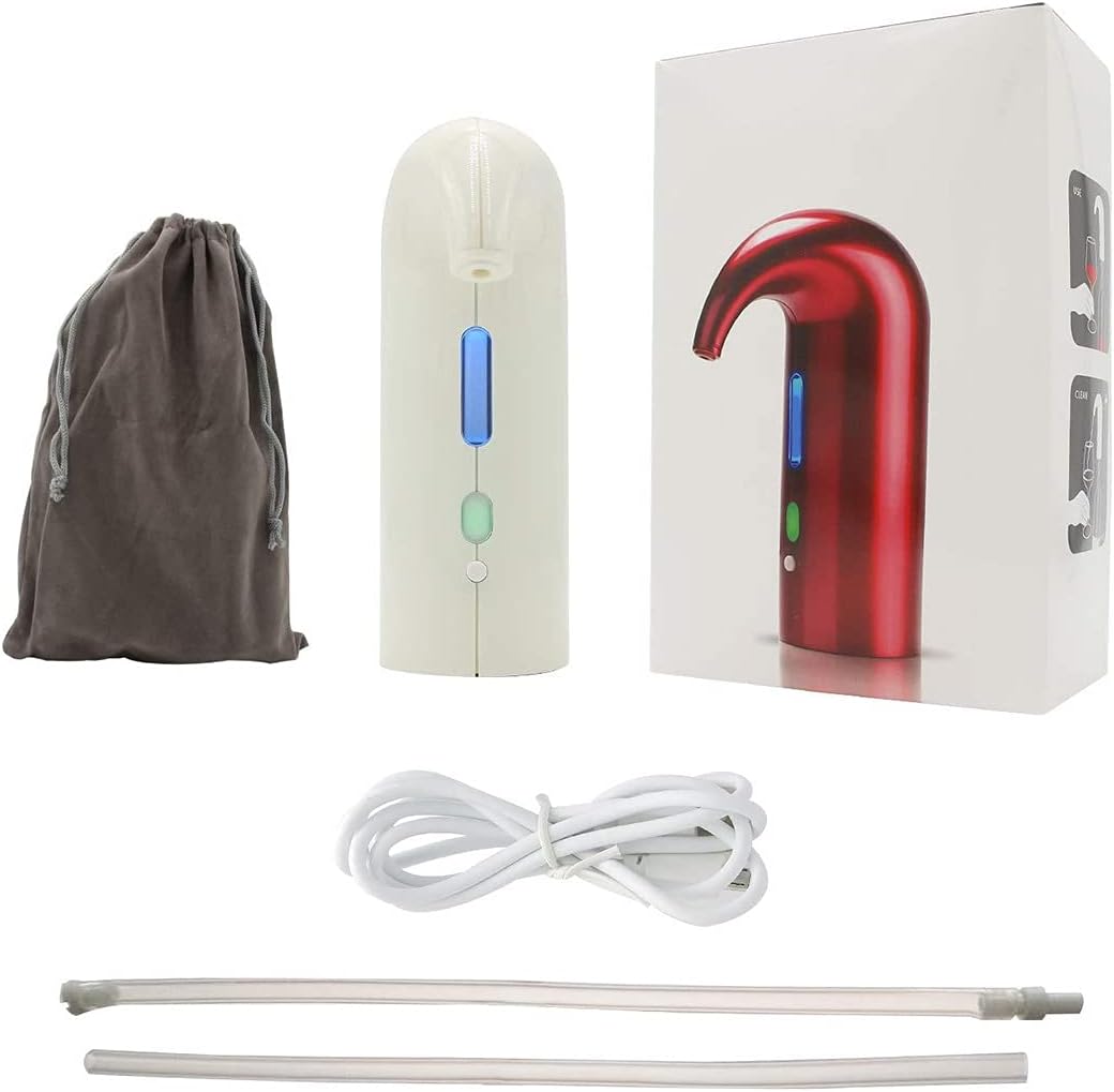 Electric Wine Decanter One-Touch Wine Decanter For Red White Wine USB Rechargeable Spout Pourer Electric Wine Aerator Pourer Portable Wine Pourer (Color : White Size : Free size)