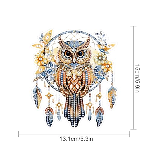 Image of AiYuanzsh DIY Diamond Art Painting Hanging Pendant Kit Dreamspreader Owl Special Shaped Diamond Art Acrylic Ornaments for Adults Home Wall Window Decor Gift