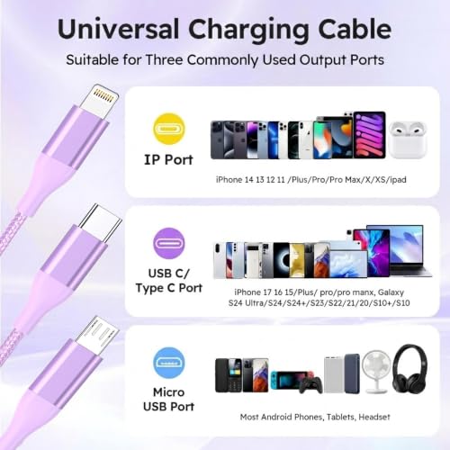 ac AMAZON 3 in 1 Charging Cable,Multi Charger Cable 12w USB Phone Multiple Charger Cord - image 5