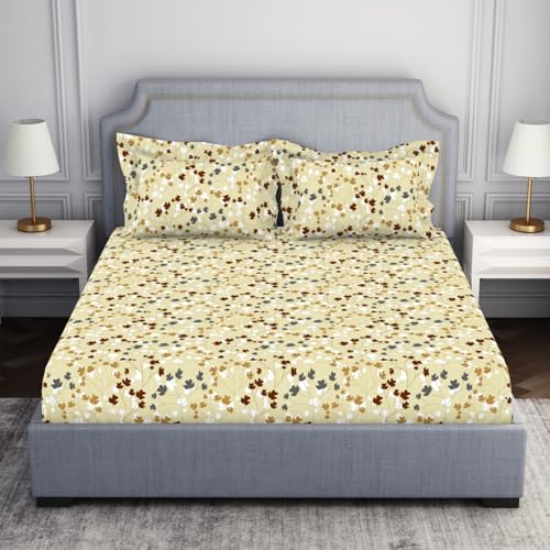 Image of Welspun 132 Tc 100% Cotton Bedsheet for Double Bed with 2 Pillow Cover | Breathable & Super Soft King Size Bedsheet |(108 X 108 Inch) - White | Serene