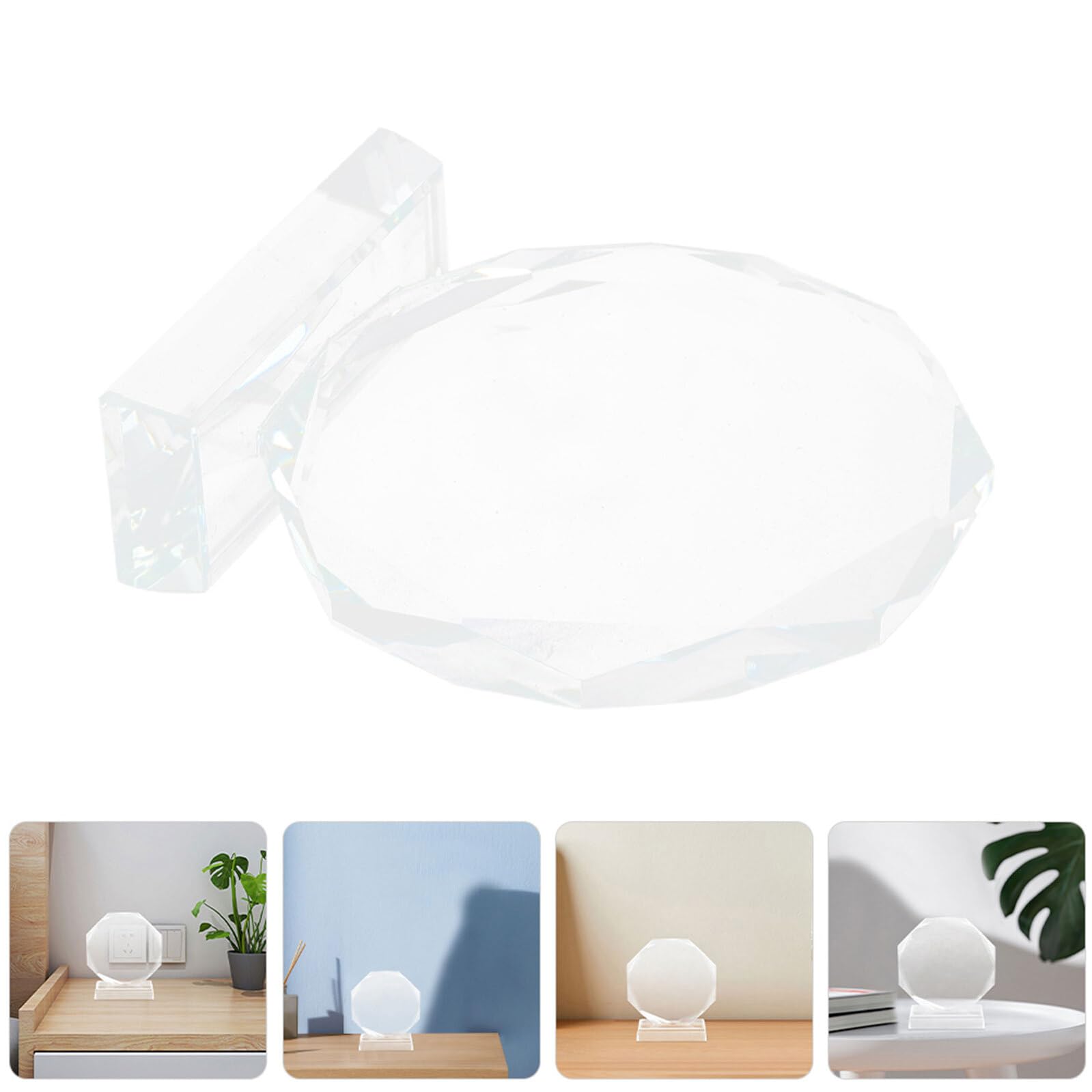 Cabilock Trofeo de Cristal Transparente Octogonal 200 Mm para Premios Deportivos y Reconocimientos de Oficina, Placa de Premio de Cristal para Eventos y Celebraciones, Decoración Elegante