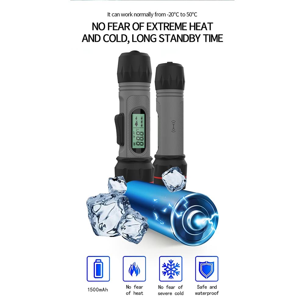CUNTO Buscador de Peces inalámbrico para Pesca de Invierno, sonda ecosonda con conexión Bluetooth, Temperatura, Pantalla LCD, Mango Digital, buscador de Profundidad portátil a Prueba de Agua