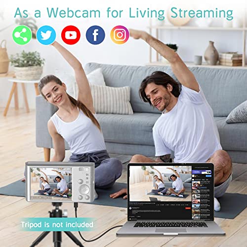 Saneen Digital Camera For Photography, 48Mp Portable Compact 4K Kids Digital Camera Card For Teens, Kids, Beginners, 16X Digital Zoom, With 32 Gb Sd Card & 2 Rechargeable Batteries - Silver #TOP2