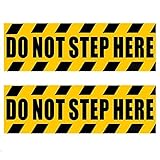 Outdoor/Indoor (2 Pack) 9.5' X 3' - Do Not Step Here - Caution Warning Sign Vinyl Label Sticker Decal - Back Self Adhesive Vinyl