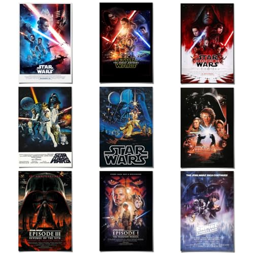 COMOR 9PC MOVIE Star Wars Poster For Fans Kids Birthday Party Decorations Gitfs-Star Wars Wall Art-Star Wars Wall Decor-Canvas Prints Picture For Teen Boy Girls Bedroom Decor