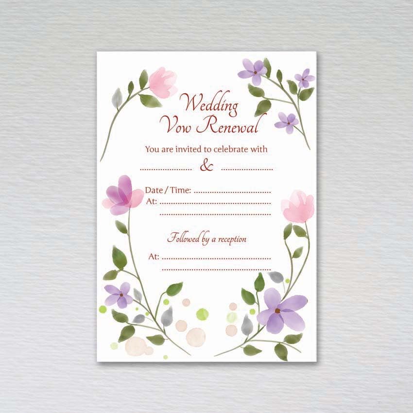 Webspectations Floral Wedding Vow Renewal Invitations: Renewal of Vows/Floral Wedding Vow Renewal Invites (Pack of 50 without Envelopes)