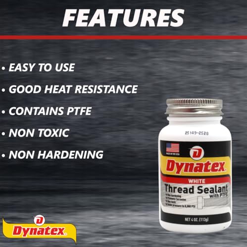 Image of Dynatex Thread Sealant with PTFE 4 oz Bottle - Non-Toxic, Non-Drying, Leak-Proof Seal, No Lead /Graphite, Ideal for Pipe Fittings (8-Pack)