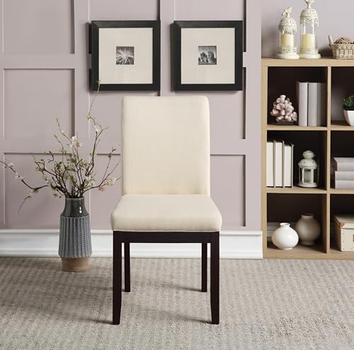 Image of OSP Home Furnishings Dakota Upholstered Parsons Dining Chair with Espresso Finish Wood Legs, Linen