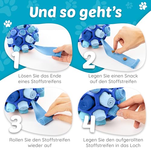 Tierbox Schnüffelball für Hunde Intelligenzspielzeug [für alle Hunde] Schnüffelspiele Hund | Ozean Blau