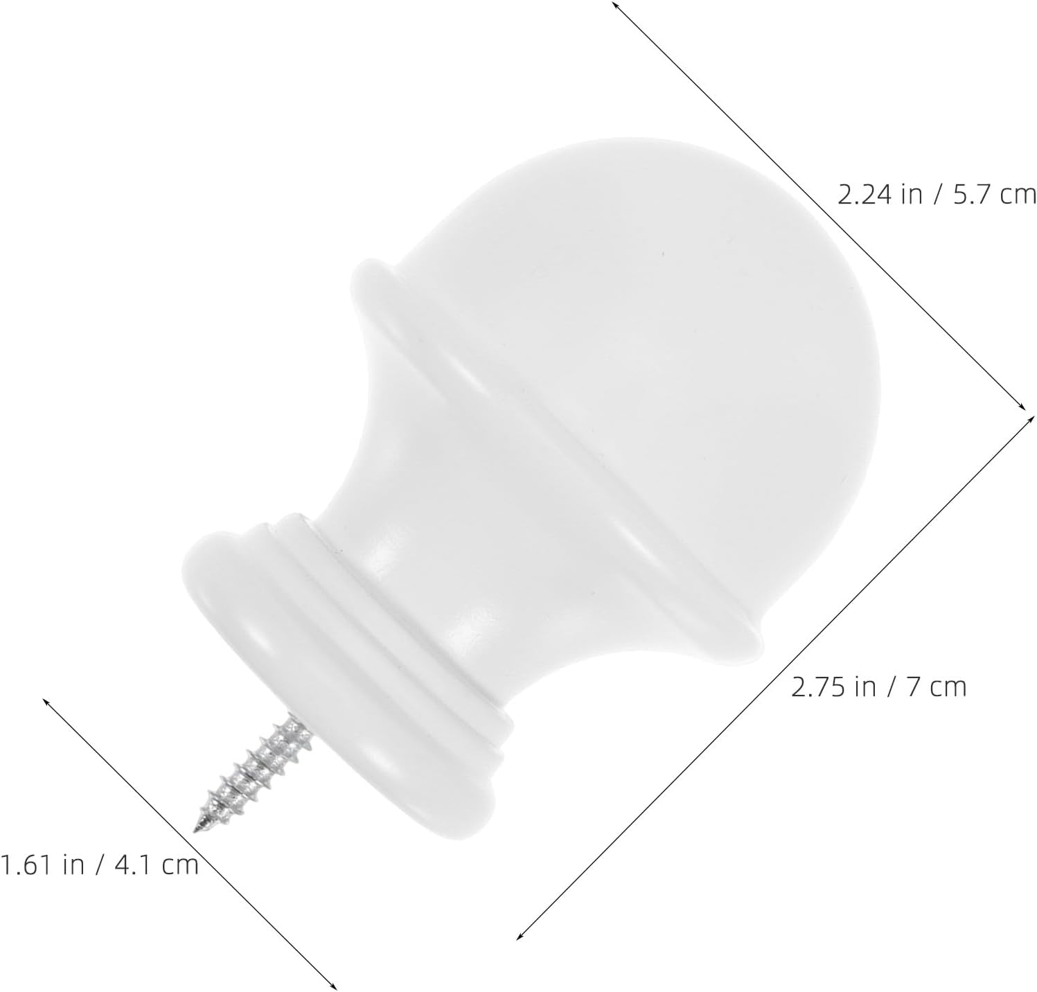4pcs Round Finials for Curtain Rod - 1.1 Inch Dia Wooden Drapery Rod End Cap - Decorative Ball Finial for Living Room Bedroom Window Bed Post DIY Crafts White