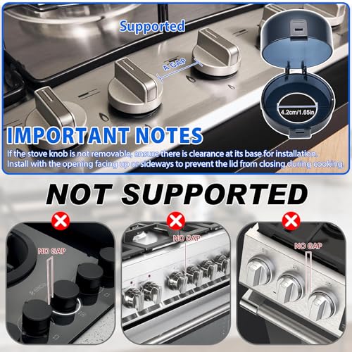 6-Pack Stove Knob Safety Covers - Gas Oven Knob Locks for Diameter Under 2.7 inch, Heat Resistant & Adhesive Base (Black) - Image 4