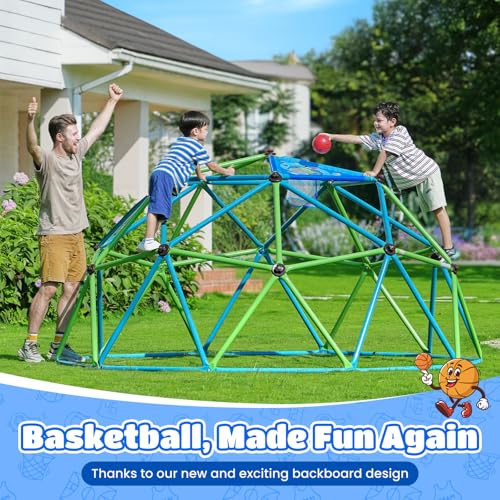 Image of Zupapa 10FT Climbing Dome, Outdoor Jungle Gym for Kids with Climbing Grip - Geometric Dome Climber Outdoor Playset and Easy Assembly Outdoor Play Equipment for Kids (Turquoise, 10FT)