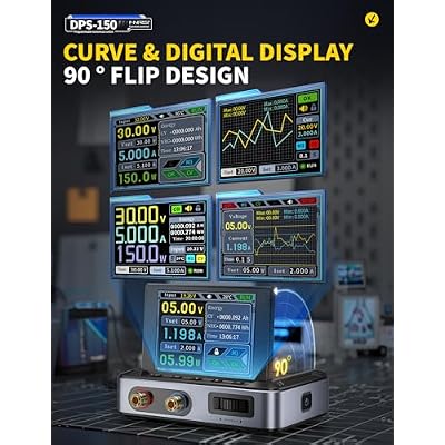FNIRSI DPS-150 DC Power Supply Variable, 30V 5A Adjustable DC CNC Power Supply with 4-Digit IPS Display,lt;20mV Power Ripple, PD/QC/DC Input, PC Programmable Switching Power Supply (NO Power Adapter)