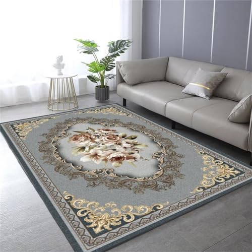 Tapis salon lavable gris résistant aux taches de repas