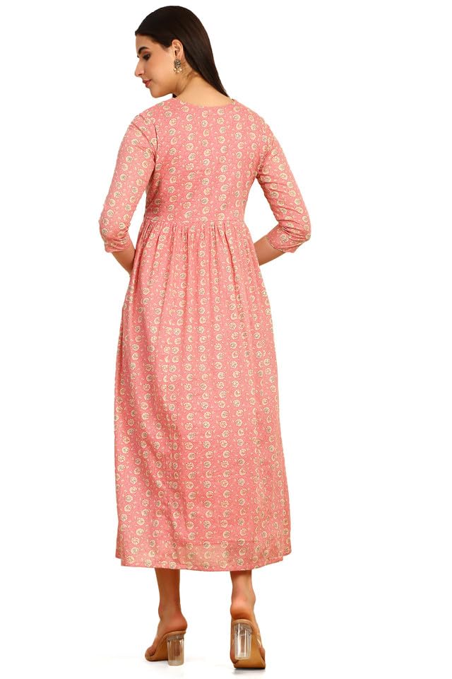 Robe ethnique en coton rose oignon Soch à imprimé floral coupe alias