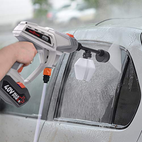 ROCKPALS Cordless Pressure Washer, 2 x 40V Batteries Max 870 PSI Power Washer with Accessories, Portable Power Cleaner with 6-in-1 Adjustable Nozzle, Suitable for Washing Cars/Fences/Siding