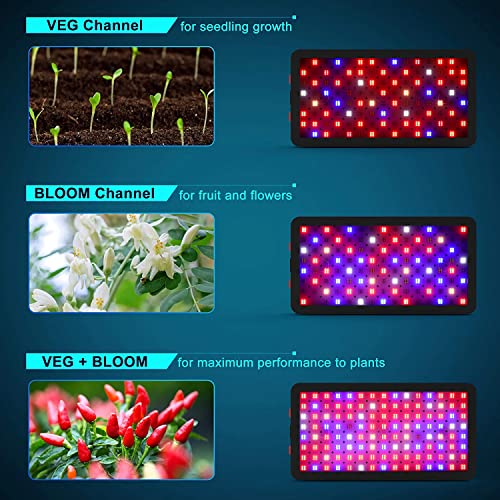 Phlizon 1200W Led Plant Grow Light With Smd Leds Full Spectrum Daisy Chain Plants Light Double Switch Grow Led For Indoor Plants Veg And Flower-1200W #TOP6