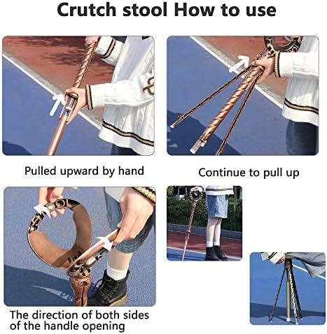 ALEVMOOM Walking Stick with Seat Folding Chair Walking Stick Walking Cane with Seat Potable Retractable Lightweight Walking Stick Stool for Elderly Outdoor Travel