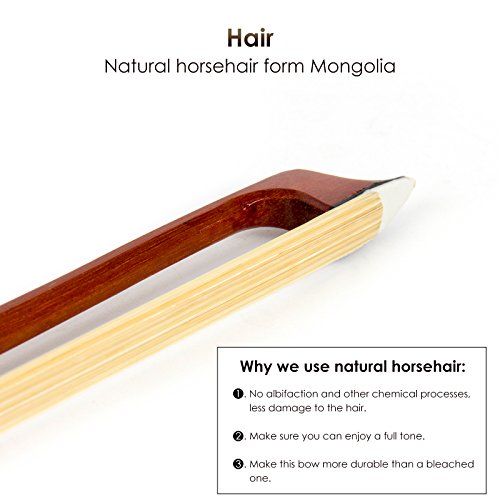 Image of Kmise Violin Bow 4 /4, Lightweight Fiddle Octagonal Brazil Wood Stick, Ultra-Stretchy Horsehair, Anti-Distortion Ebony Frog Bows for Beginner Practice