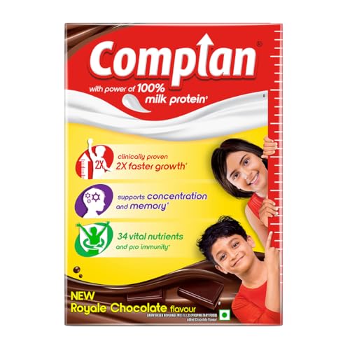 Image of Complan Nutrition Drink Powder for Children, Royale Chocolate Flavour, 200 g Carton | Nutrition drink for kids with protein & 34 vital nutrients