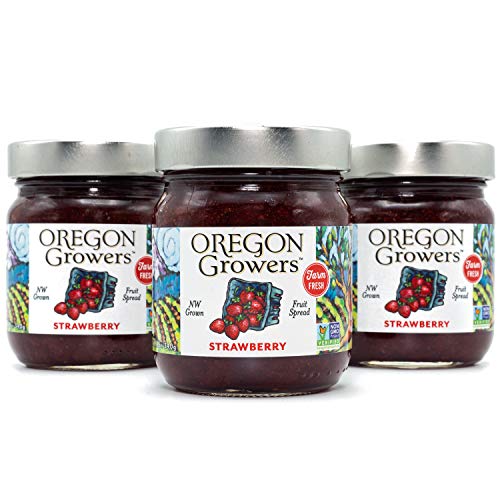 Oregon Growers Strawberry Fruit Spread - Organic Strawberry Jam, Organic Strawberries, Strawberry Jelly, Strawberry Spread, Fruit Jam, All Natural Ingredients - 12 Oz (Pack of 3)