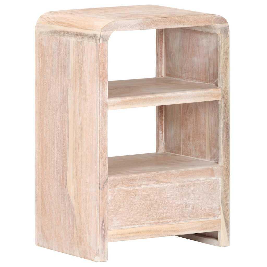 Comodino in legno massiccio di acacia, 40 x 30 x 60 cm, bianco
