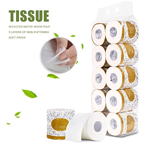 Blair 10 Rolls Toilet Paper 3-ply Bath Tissue Bathroom White Soft for Home Hotel Public