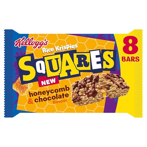 Kelloggs Rice Krispies Squares Honeycomb & Chocolate Flavour Cereal Bars 8 x 33g