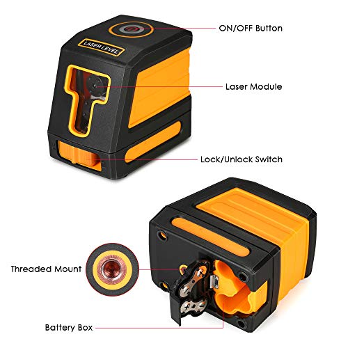 OWSOO Auto-nivelamento 2 linhas Nível de laser vermelho Kit profissional de nivelamento de linha cru